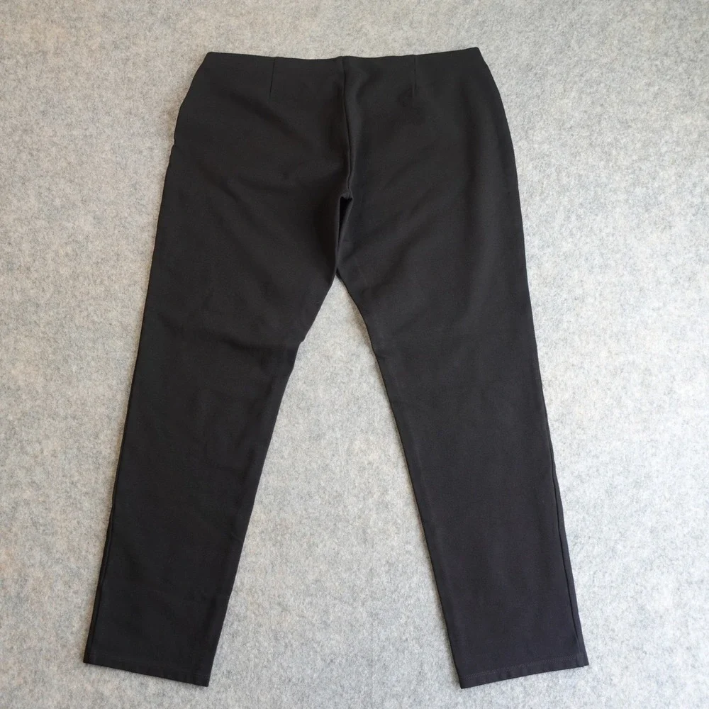 Eileen Fisher Black‎ Viscose Knit Pull On Pants Womens L Minimalist Straight Leg